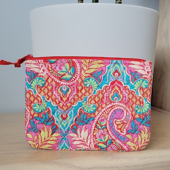 Vera Bradley Handbags - NWOT Vera Bradley Red Pink and Teal Large Quilted Paisley Cosmetic Bag